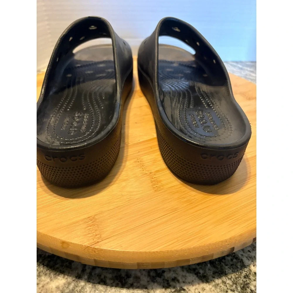 Crocs Sloane Slide Black Platform Sandals Womens Size 9 205742